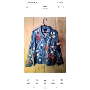 Denim and Co. Embroidered Denim Jacket/Shirt
Size Large
